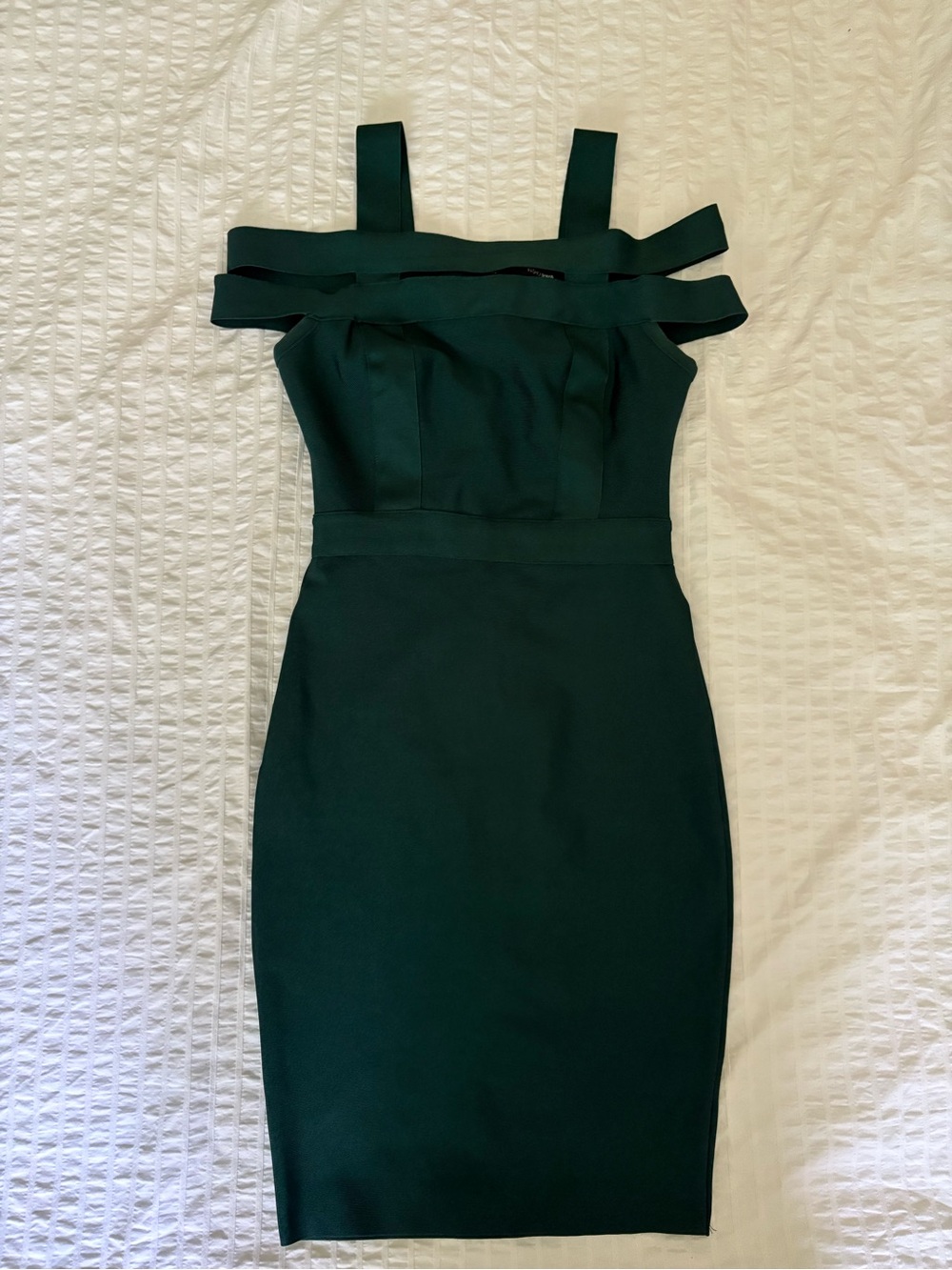 Fashion Nova Dark Green One-Shoulder Sheath Dress